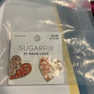 NWT New Baublebar two tone heart studs. Nickel Free